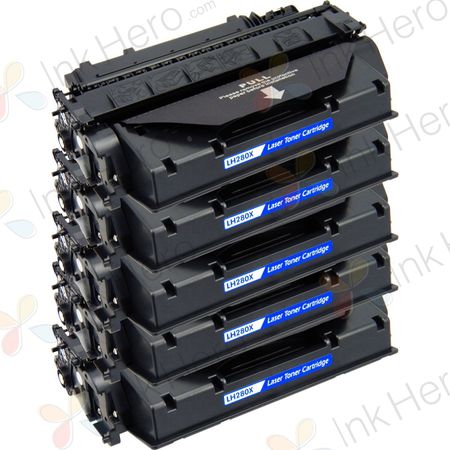 Pack de 5 HP 80X cartouche de toner noir compatible haute capacité (CF280X)